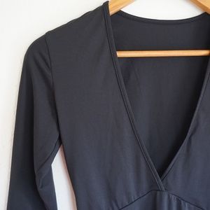 Black V Low Neck Cut Bodysuit